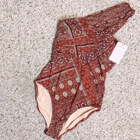 Garnet Hill Other - Garnet Hill Ruched Wrap One-Piece Swimsuit size 8 red black blue NWT